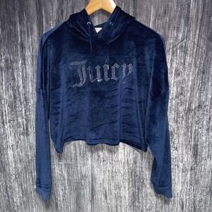 Vintage Juicy Couture Velour Cropped Y2k Hoodie Women's Size Large